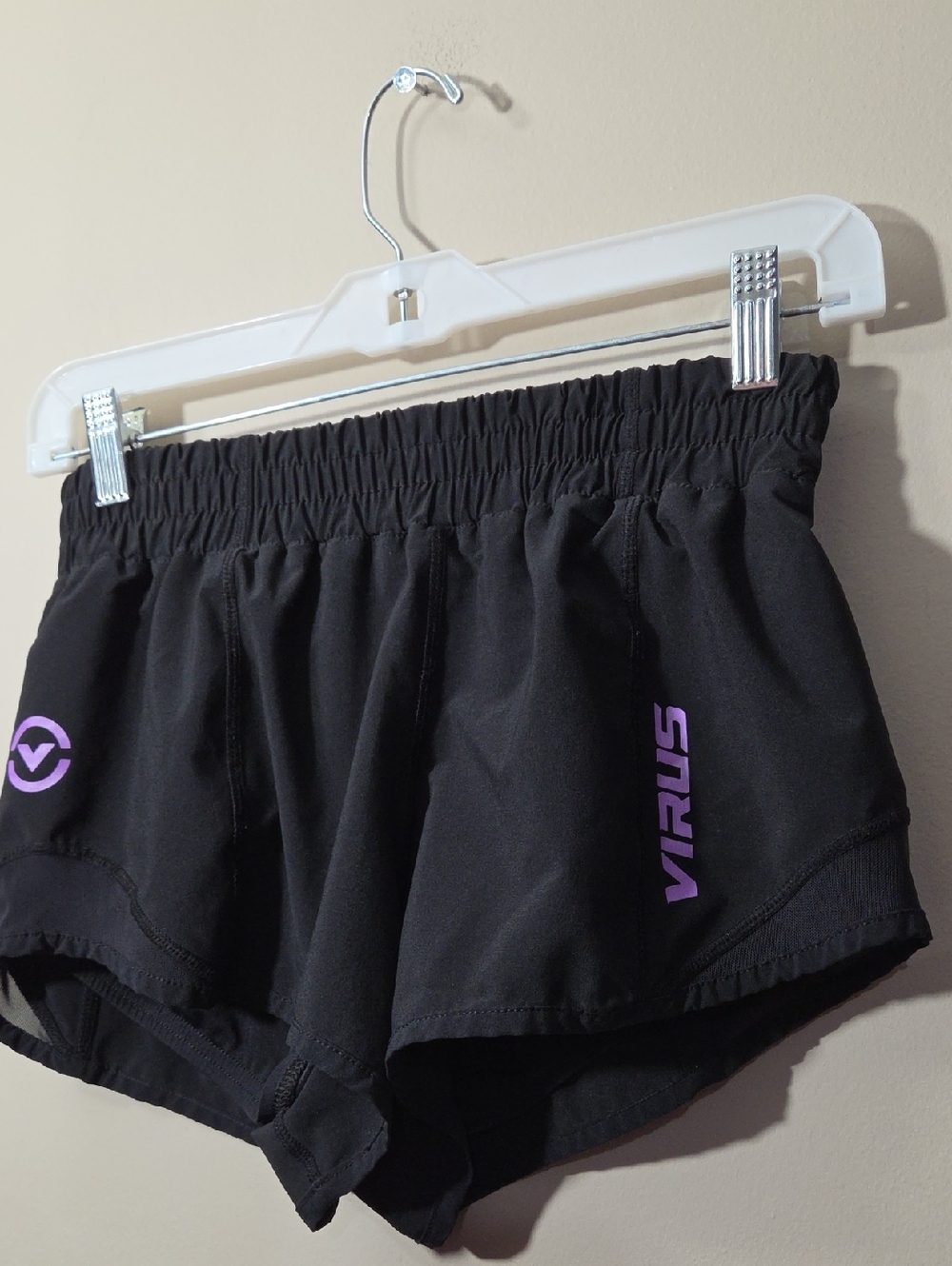 Virus Black Athletic Shorts with Purple Logo